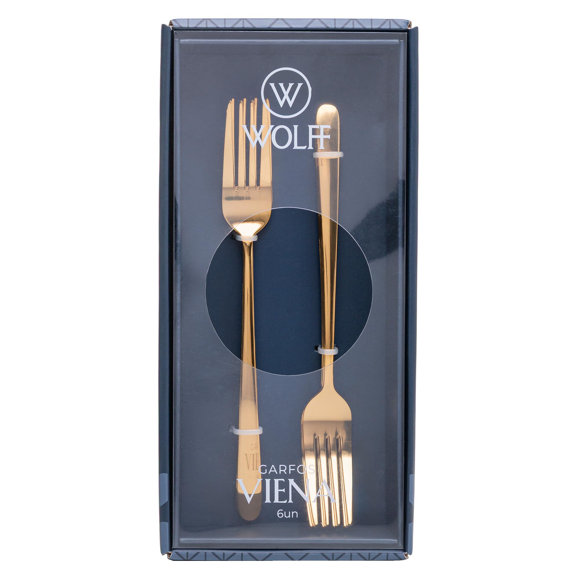 WOLFF - Conjunto 6 Garfos para Mesa Viena Dourado Aço Inox